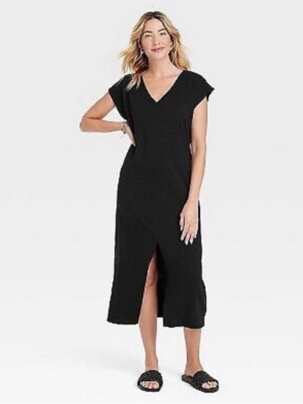 V neck jersey dress